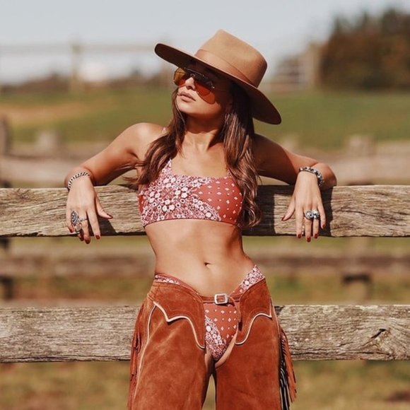 Onia x We Wore What Red Bandana Bikini Top & Bottom - Picture 3 of 5